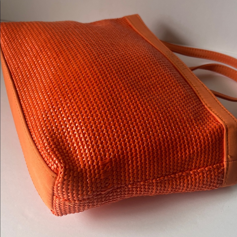 Escada Orange Woven Tote with Pink Drawstring Liner - Picture 11 of 15